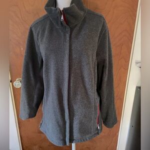 Women Lands End Gray Fleece With 
Full Zipper With Pockets On Outside And Inside